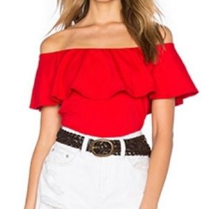 J.Crew Ruffle Off The Shoulder Cotton Bodysuit Top